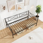 Gymax Twin Size Metal Daybed Modern Platform Bed w/ Heavy-duty Metal