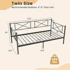 Gymax Twin Size Metal Daybed Modern Platform Bed w/ Heavy-duty Metal