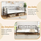 Gymax Twin Size Metal Daybed Modern Platform Bed w/ Heavy-duty Metal