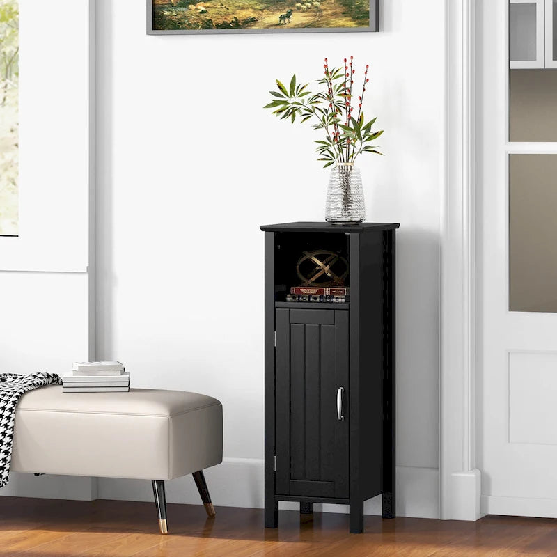 Gymax Bathroom Storage Organizer Narrow Floor Cabinet w/ 2-Tier