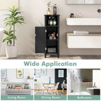 Gymax Bathroom Storage Organizer Narrow Floor Cabinet w/ 2-Tier