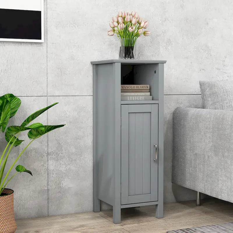 Gymax Bathroom Storage Organizer Narrow Floor Cabinet w/ 2-Tier