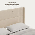 Twin/Full/Queen/King Bed Frame with Wingback Headboard, Upholstered Platform Bed