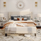 Twin/Full/Queen/King Bed Frame with Wingback Headboard, Upholstered Platform Bed