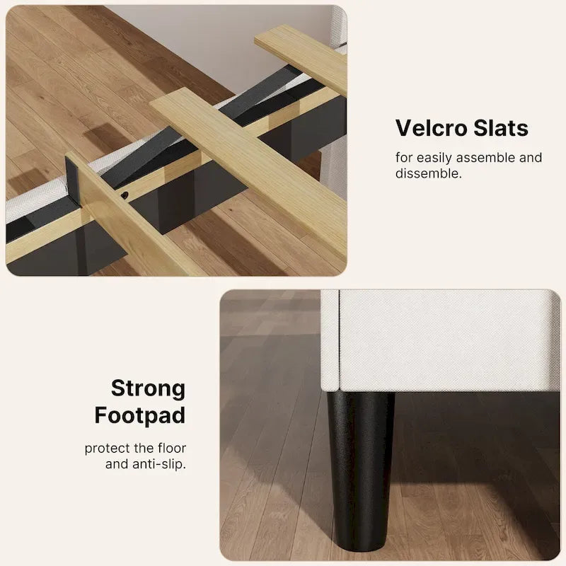 Twin/Full/Queen/King Bed Frame with Wingback Headboard, Upholstered Platform Bed