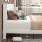 Twin/Full/Queen/King Bed Frame with Wingback Headboard, Upholstered Platform Bed