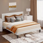 Twin/Full/Queen/King Bed Frame with Wingback Headboard, Upholstered Platform Bed