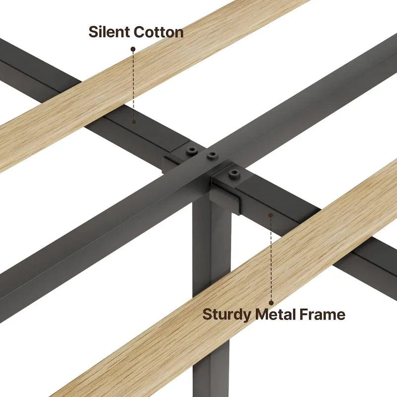 Twin/Full/Queen/King Bed Frame with Wingback Headboard, Upholstered Platform Bed