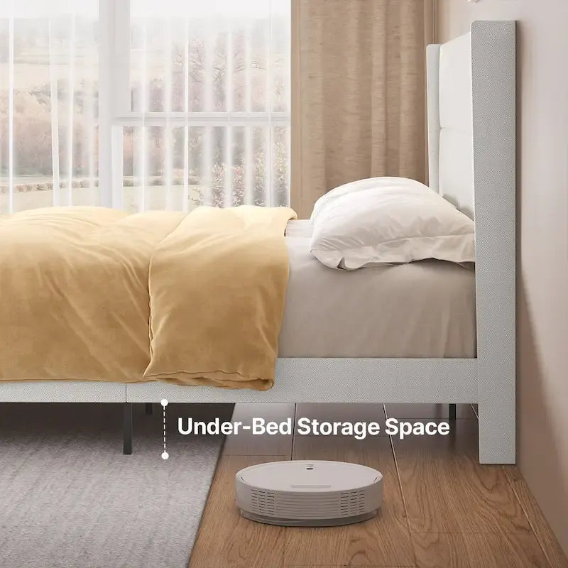 Twin/Full/Queen/King Bed Frame with Wingback Headboard, Upholstered Platform Bed