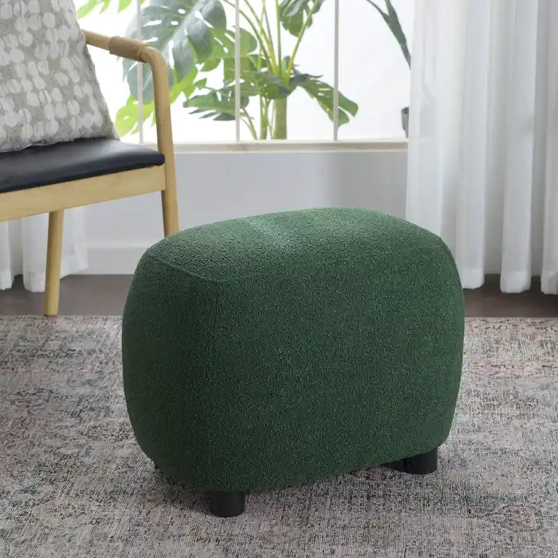 KINWELL 23 Wide Boucle Upholstered Footstool Ottoman Sofa Chair Footrest