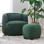 KINWELL 23 Wide Boucle Upholstered Footstool Ottoman Sofa Chair Footrest