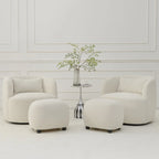 KINWELL 23 Wide Boucle Upholstered Footstool Ottoman Sofa Chair Footrest