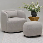 KINWELL 23 Wide Boucle Upholstered Footstool Ottoman Sofa Chair Footrest