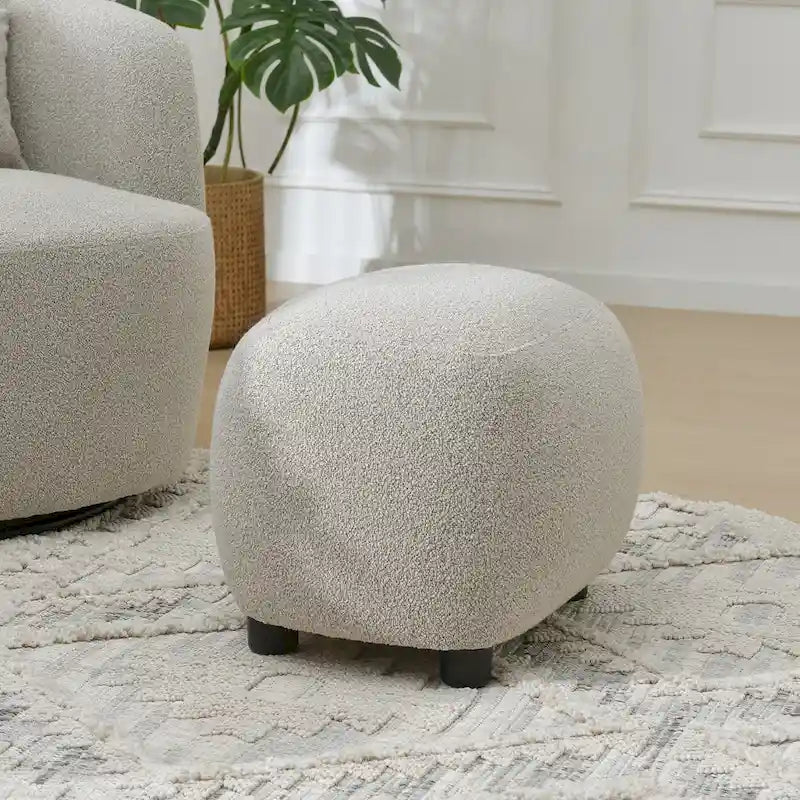 KINWELL 23 Wide Boucle Upholstered Footstool Ottoman Sofa Chair Footrest