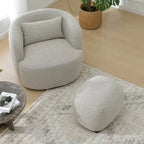 KINWELL 23 Wide Boucle Upholstered Footstool Ottoman Sofa Chair Footrest