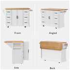 56 Kitchen Island With Drop Leaf, Rolling Kitchen Cart On Wheels, Rolling Kitchen Table with Drawers