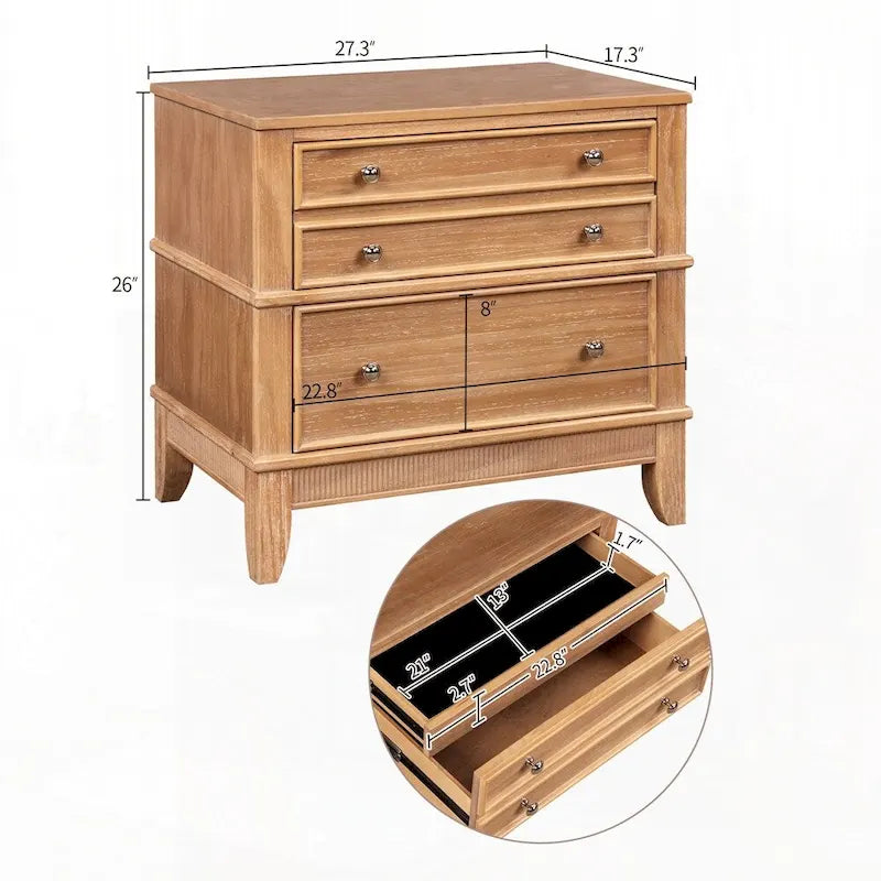 3-Drawer Hazel 3-Drawer Side Table for Living Room