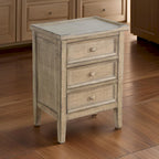 Rena End Table with 3 Drawers, 19 Inch Distressed Brown Mahogany Wood