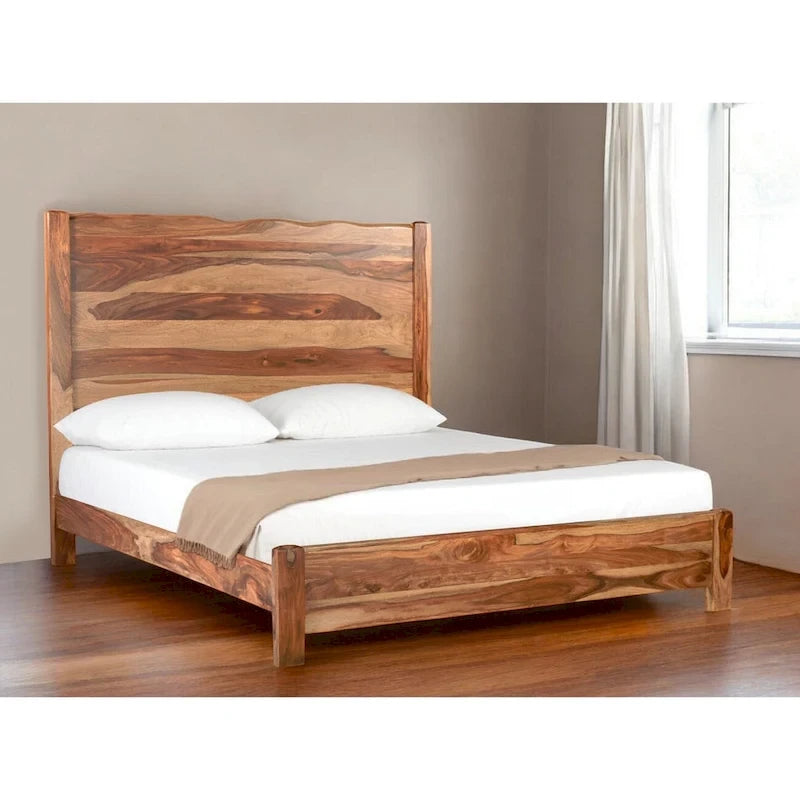 HomeRoots Brown Live Edge Solid Wood King Bed Frame