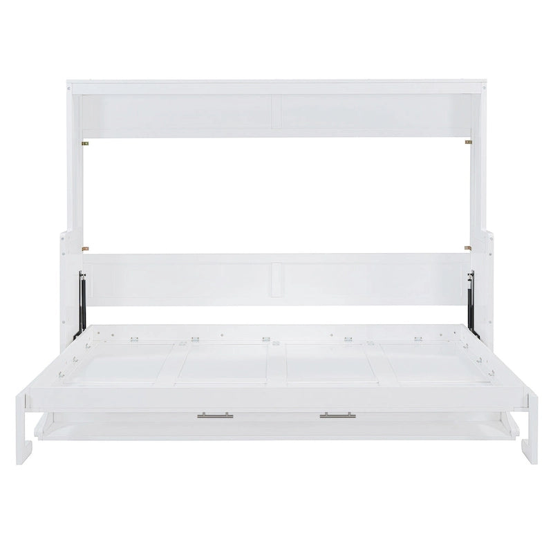 Queen/Full Size Murphy Bed with Hydraulic Lift & Desk Design