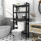 Over The Toilet Storage Shelf, Bamboo 3-Tier Above Toilet Storage Rack with 3 Hooks