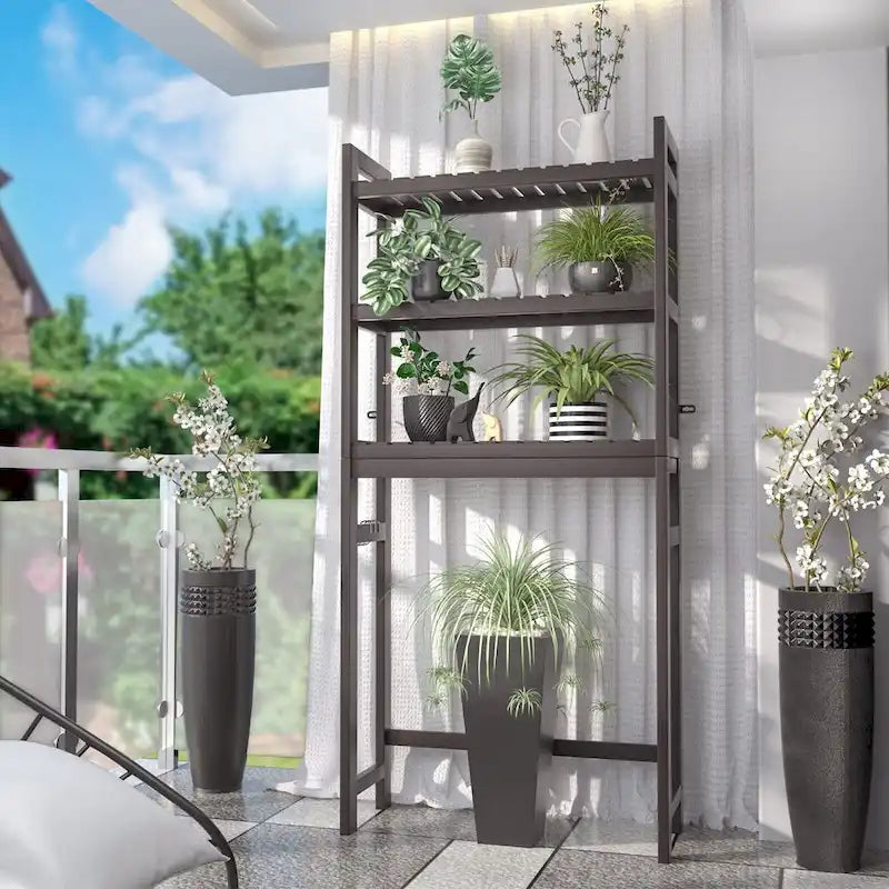 Over The Toilet Storage Shelf, Bamboo 3-Tier Above Toilet Storage Rack with 3 Hooks