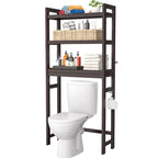 Over The Toilet Storage Shelf, Bamboo 3-Tier Above Toilet Storage Rack with 3 Hooks