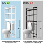 Over The Toilet Storage Shelf, Bamboo 3-Tier Above Toilet Storage Rack with 3 Hooks