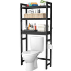 Over The Toilet Storage Shelf, Bamboo 3-Tier Above Toilet Storage Rack with 3 Hooks