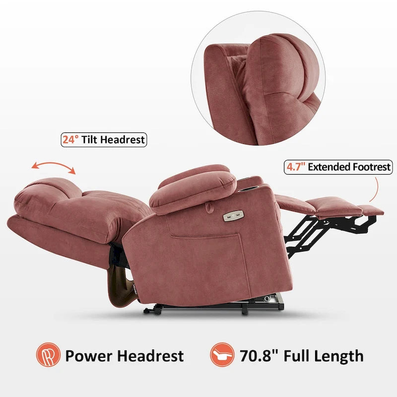 MCombo Small Dual Motor Power Lift Recliner Chair with Massage,Dual Heating, Adjustable Headrest, Fabric 7222
