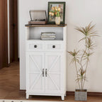 EROMMY Farmhouse Storage Cabinet with Doors and Adjustable Shelves, Small Freestanding Floor Cabinet , Narrow Organizer - N/A