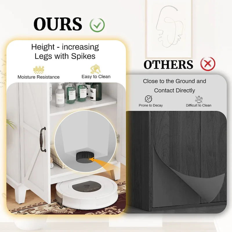 EROMMY Farmhouse Storage Cabinet with Doors and Adjustable Shelves, Small Freestanding Floor Cabinet , Narrow Organizer - N/A