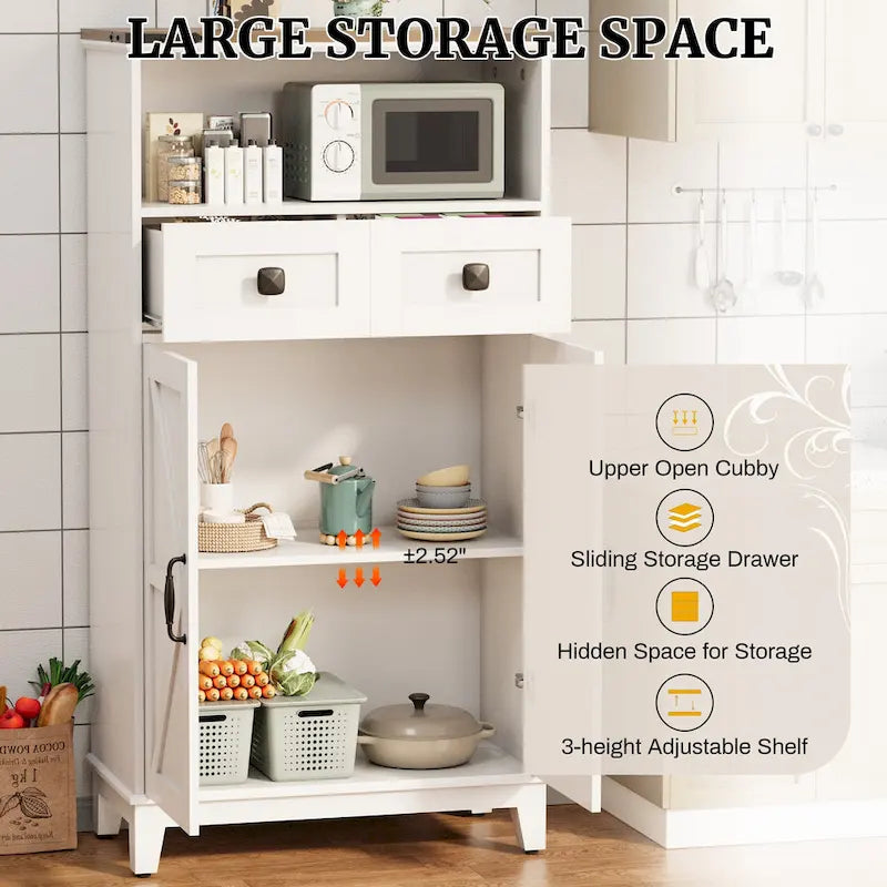 EROMMY Farmhouse Storage Cabinet with Doors and Adjustable Shelves, Small Freestanding Floor Cabinet , Narrow Organizer - N/A
