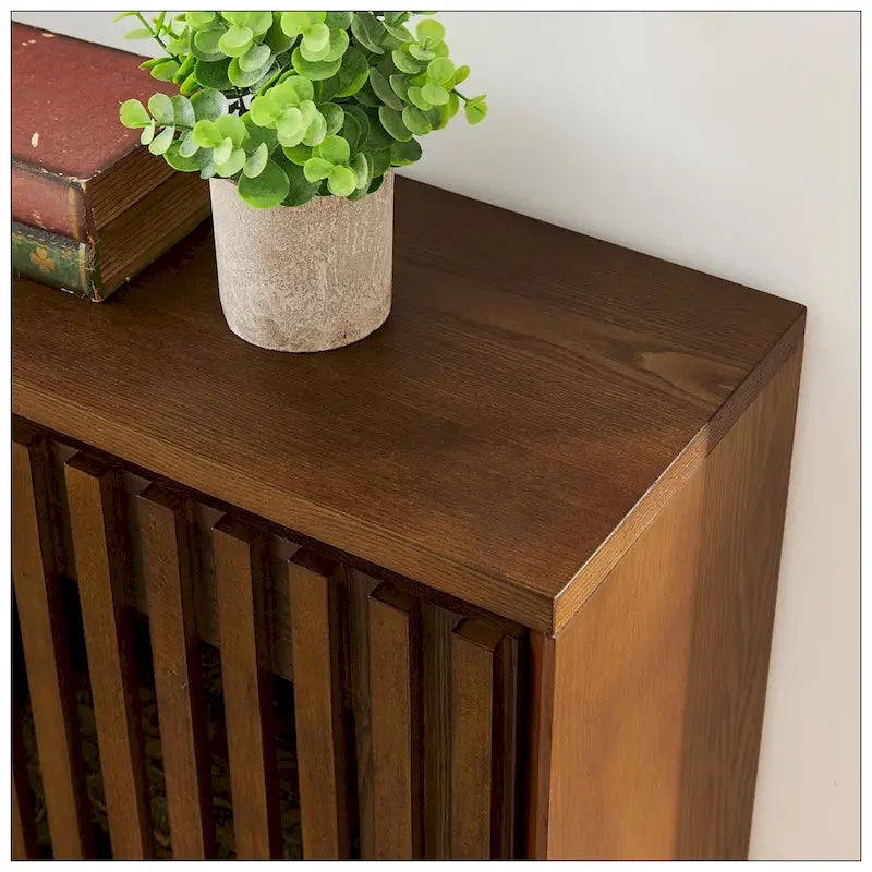 Mid Century Modern Fluted Hollowed Out Sideboard Cabinet