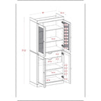 Palace Imports 100% Solid Wood Pantry Cabinet with Frosted Glass Doors, Solid Doors, 2-Drawers and Adjustable Shelves
