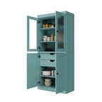 Palace Imports 100% Solid Wood Pantry Cabinet with Frosted Glass Doors, Solid Doors, 2-Drawers and Adjustable Shelves