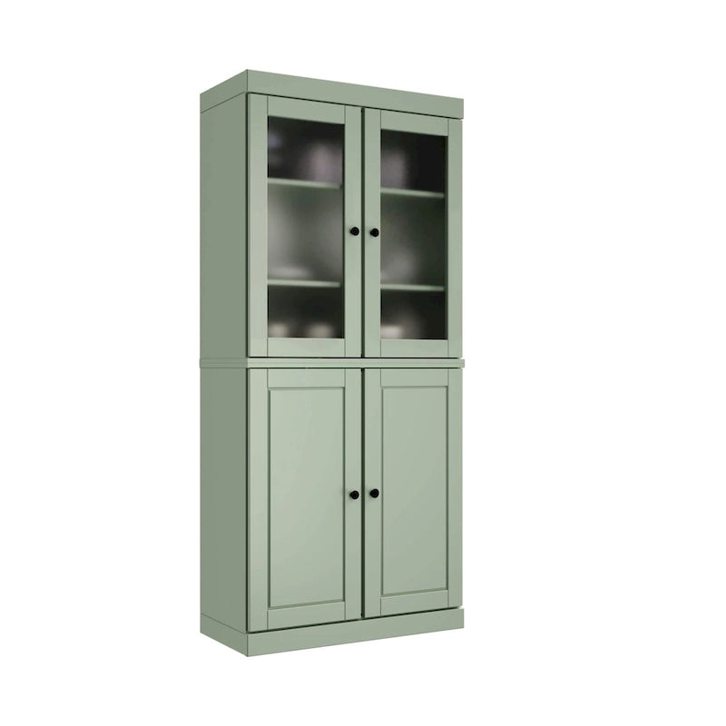 Palace Imports 100% Solid Wood Pantry Cabinet with Frosted Glass Doors, Solid Doors, 2-Drawers and Adjustable Shelves