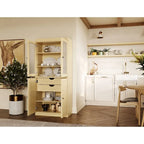 Palace Imports 100% Solid Wood Pantry Cabinet with Frosted Glass Doors, Solid Doors, 2-Drawers and Adjustable Shelves