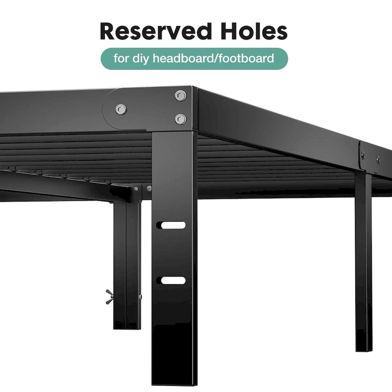 Black Metal Frame Platform Bed Mattress Foundation with Steel Slat Support, No Box Spring Needed