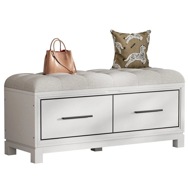 Shoe Bench with Removable Cushion and Hidden Storage for Entryway and Living Room Organization