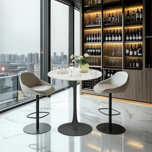 39.37 High Bar Table Round Cafe Bistro Pub Cocktail Kitchen Table Sintered Stone-top