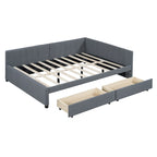 Gray Modern Full Size Upholstered Daybed with Two Storage Drawers for Bedroom