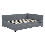 Gray Modern Full Size Upholstered Daybed with Two Storage Drawers for Bedroom