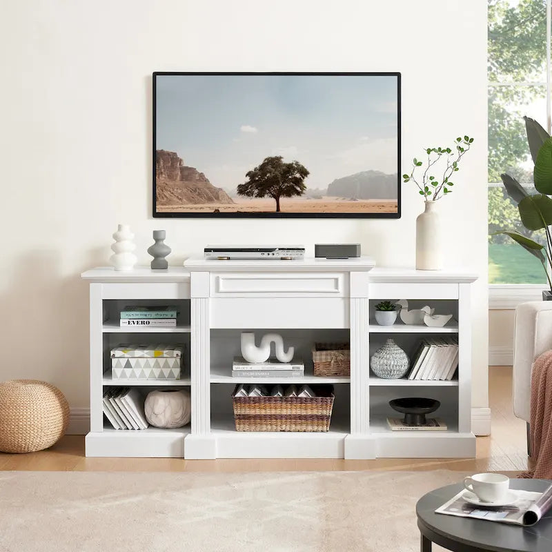 65.75 TV Stand with Large Storage Cabinet and Adjustable Shelves for TVs Up to 65