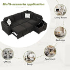 83.8 L-Shaped 4-Seat Sectional Sofa with Pull-Out Bed, Storage Chaise, USB Ports, Power Sockets, and Cup Holders