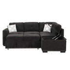 83.8 L-Shaped 4-Seat Sectional Sofa with Pull-Out Bed, Storage Chaise, USB Ports, Power Sockets, and Cup Holders