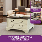 Moasis Farmhouse Lift Top Coffee Table Square Wood Center Table with Storage and 2 Drawers