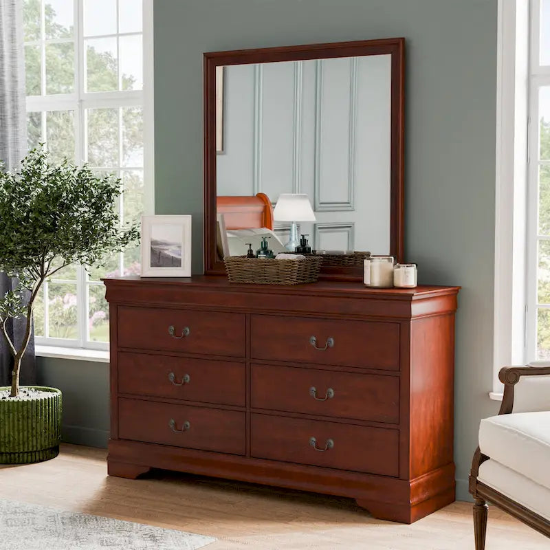 Furniture of America Devi Traditional Solid Wood 2-piece Dresser and Mirror Set