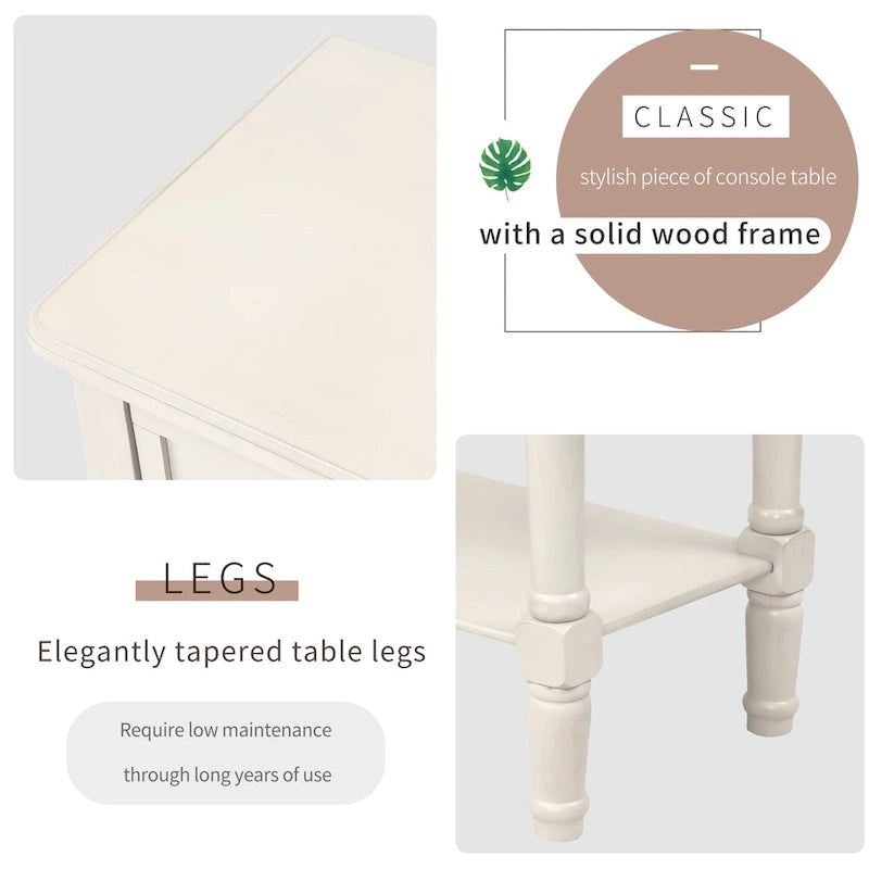 Narrow Console Table with Three Storage Drawers and Shelf