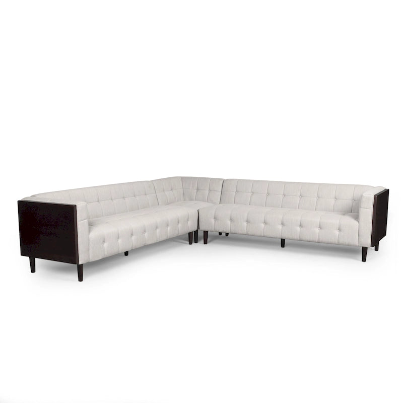 Clermont Mid-century Tufted Sectional Sofa by Christopher Knight Home - 114.00 L x 114.00 W x 30.75 H